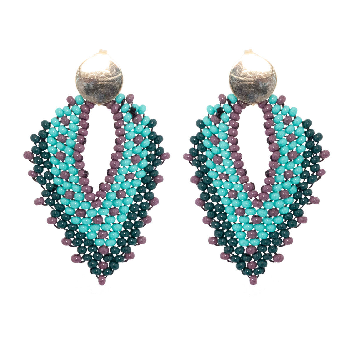 The Nomad – Kleurrijke handgemaakte statement oorbel (paars)