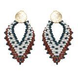 The Nomad – Kleurrijke handgemaakte statement oorbel (parel/groen/bruin)