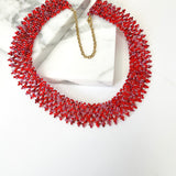 The Drifter - Handgemaakte glaskralen statement ketting in rood