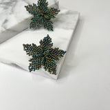 The Seeker Oorbellen - Lichtgewicht bloem kralen oorbellen in groen